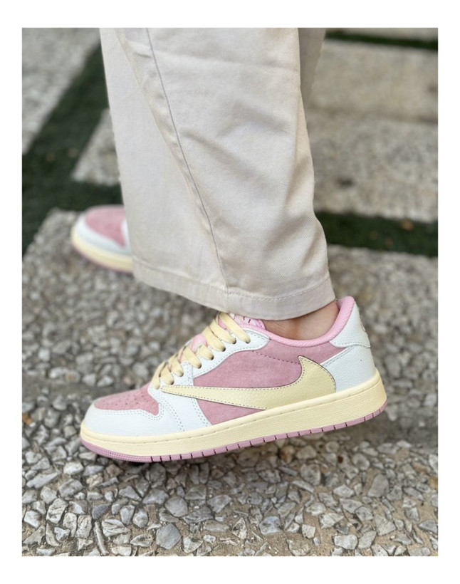 نایک ایر جردن 1 لو صورتی / لیمویی