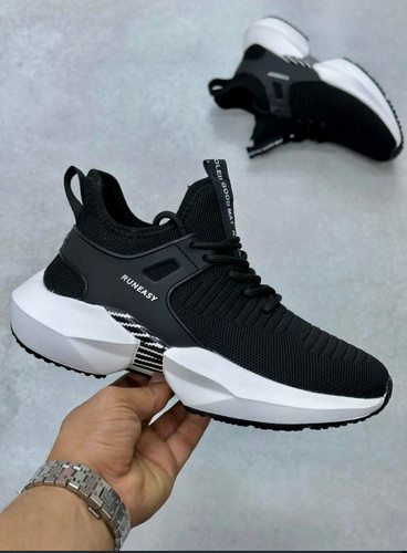 کتونی ران ایزی جورابی بندنما مشکی / سفید